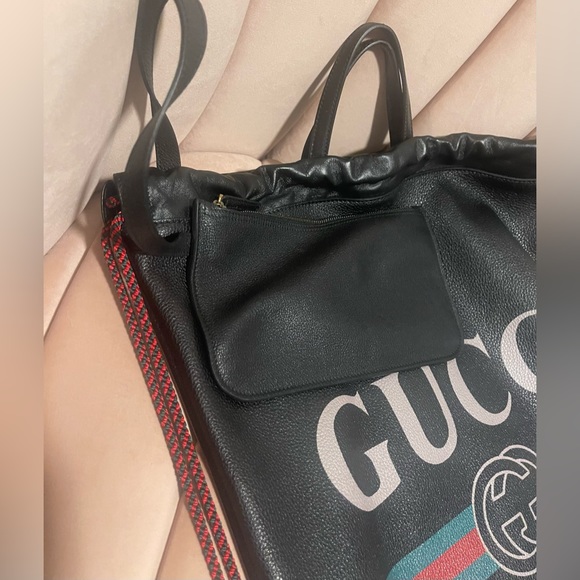Gucci Print Leather Drawstring Backpack - Picture 2 of 5